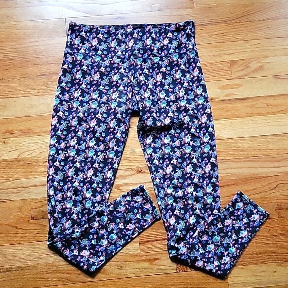 Onzie Floral Leggings Women’s Sz M/L Full Length Mid-rise